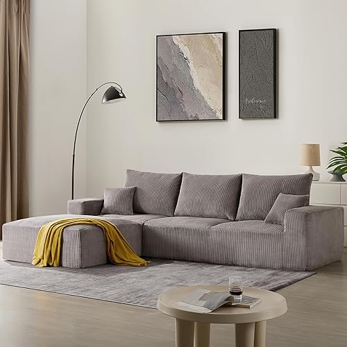 Miniatura 8 de Puf otomano cuadrado de relleno de 40 pulgadas para sofá, pufs de pana con relleno de trozos de espuma, puf peludo y esponjoso, otomano movible.