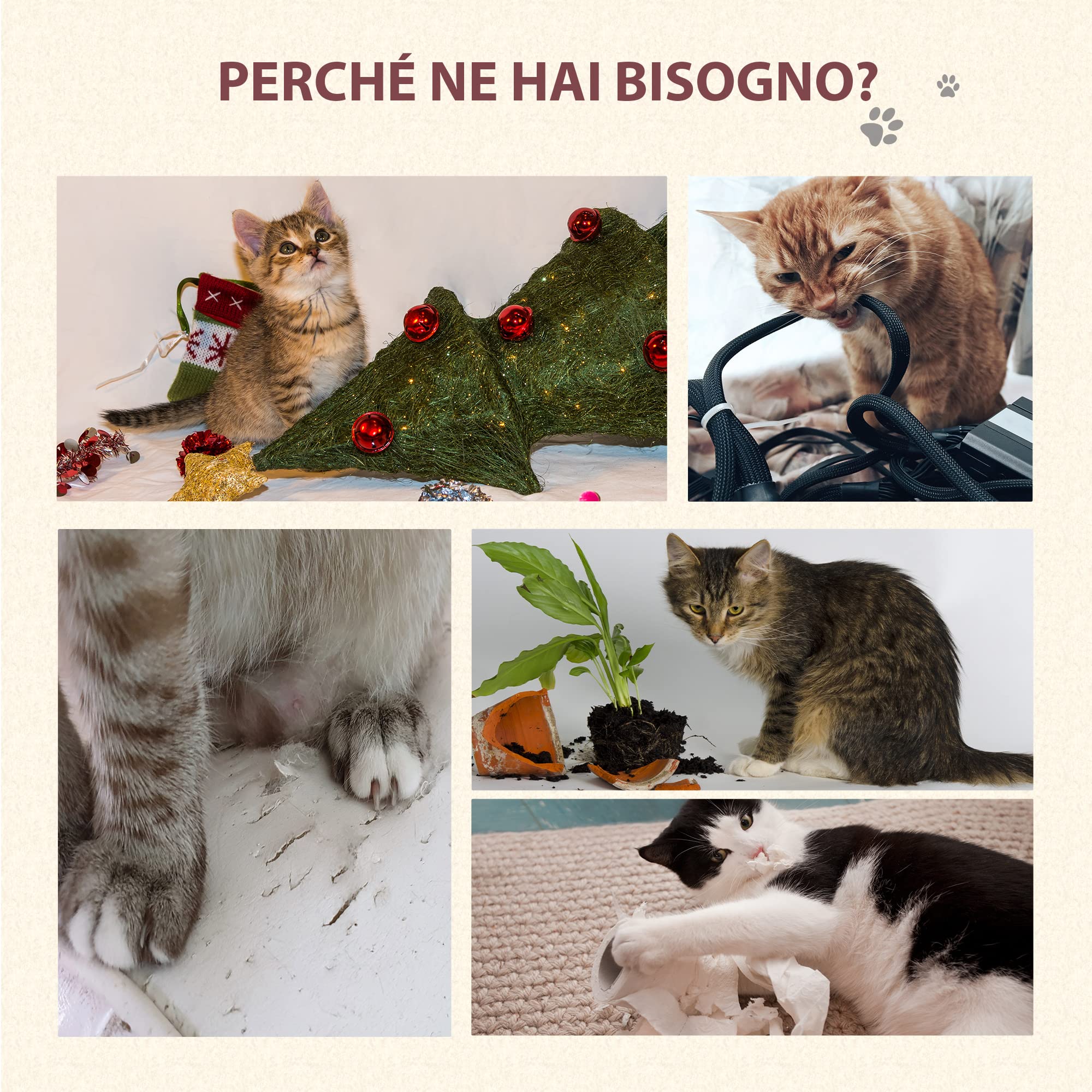 PawHut Tiragraffi a Colonna per Gatti con Cuccia Amaca 60x40x154cm Grigio | Lettini Sospesi, Pali in Corda Sisal