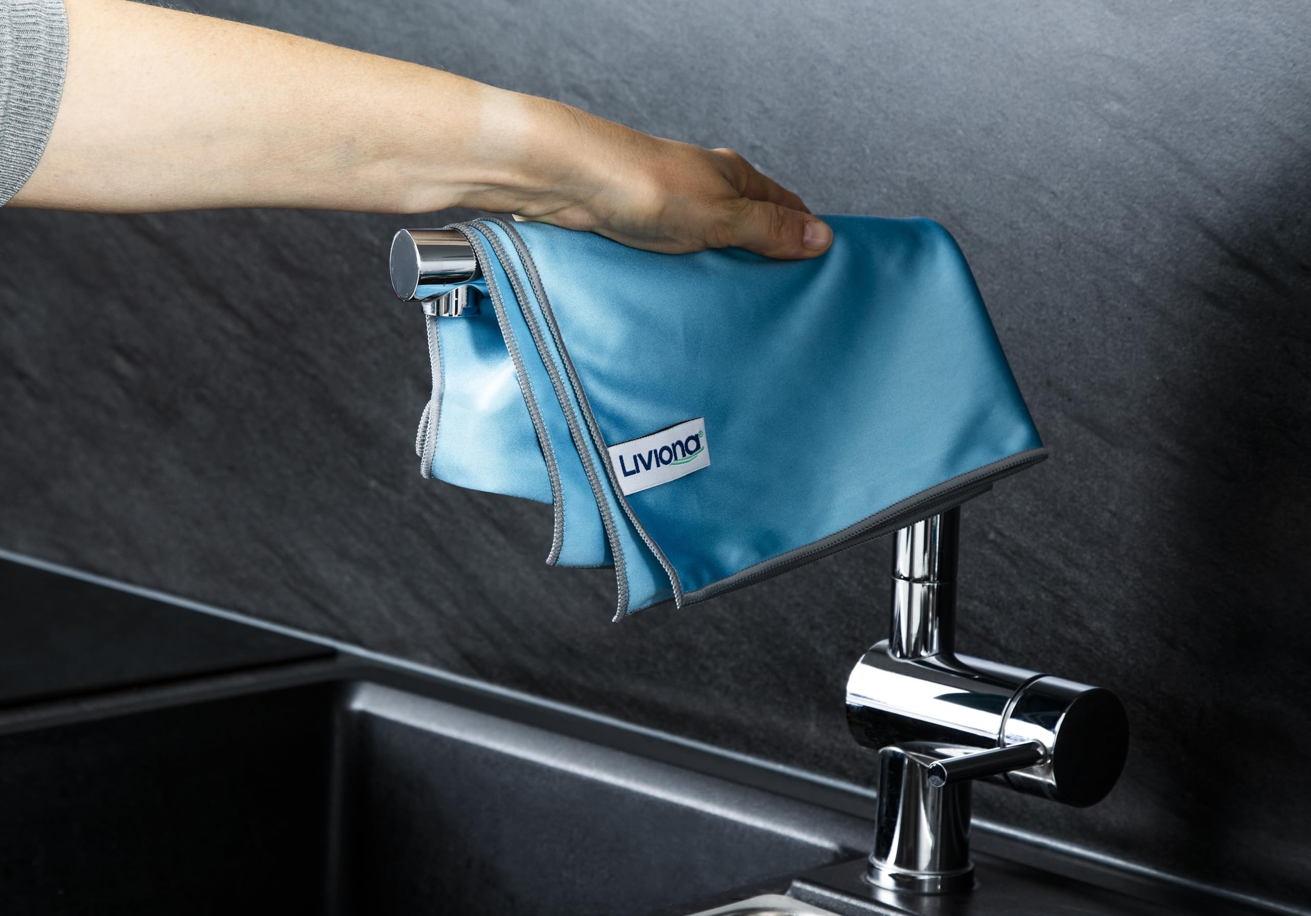 Liviona 16er Set Polarglanz Mikrofaser Glaspoliertücher – Spiegeltuch - Hochwertige Poliertücher für Hochglanzflächen, Spiegel, Gläser reinigt Streifen- und Fusselfrei (16 Stück Packung ca. 40x60)