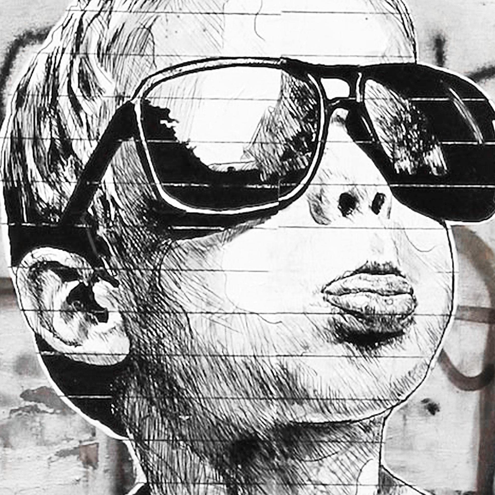 Novart Wandbilder Set Banksy Collage Street Art Grau - KEIN EXTRA RAHMEN BENÖTIGT - Modern Deko - Wohnzimmer Büro Loft N003163a