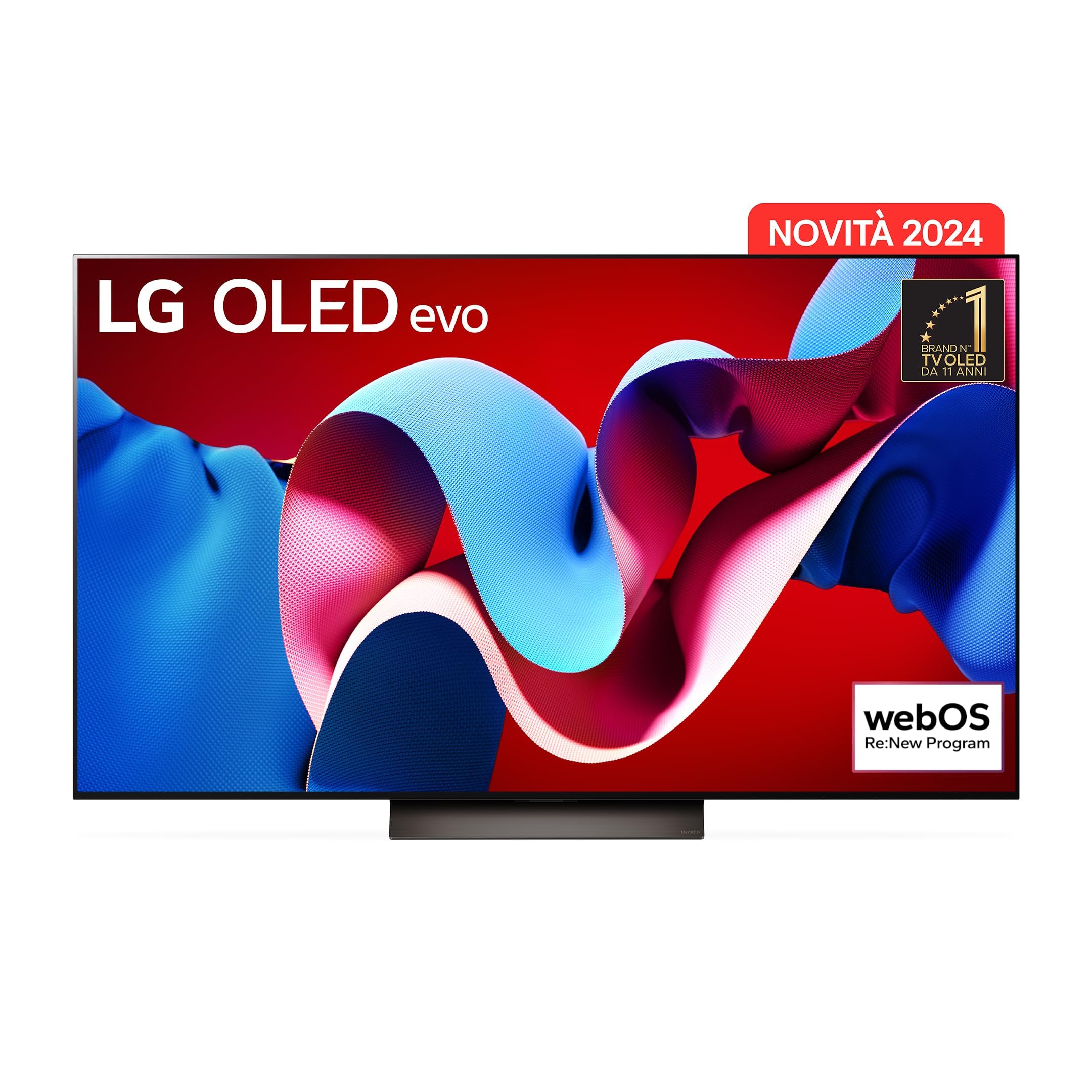 LG OLED evo 77'', Serie C4 2024, OLED77C44LA, Smart TV 4K, Processore α9 Gen7, Brightness Booster, 40W, Dolby Vision, 4 HDMI 2.1 4K@144Hz, GSync, VRR, Alexa, ThinQ AI, webOS 24