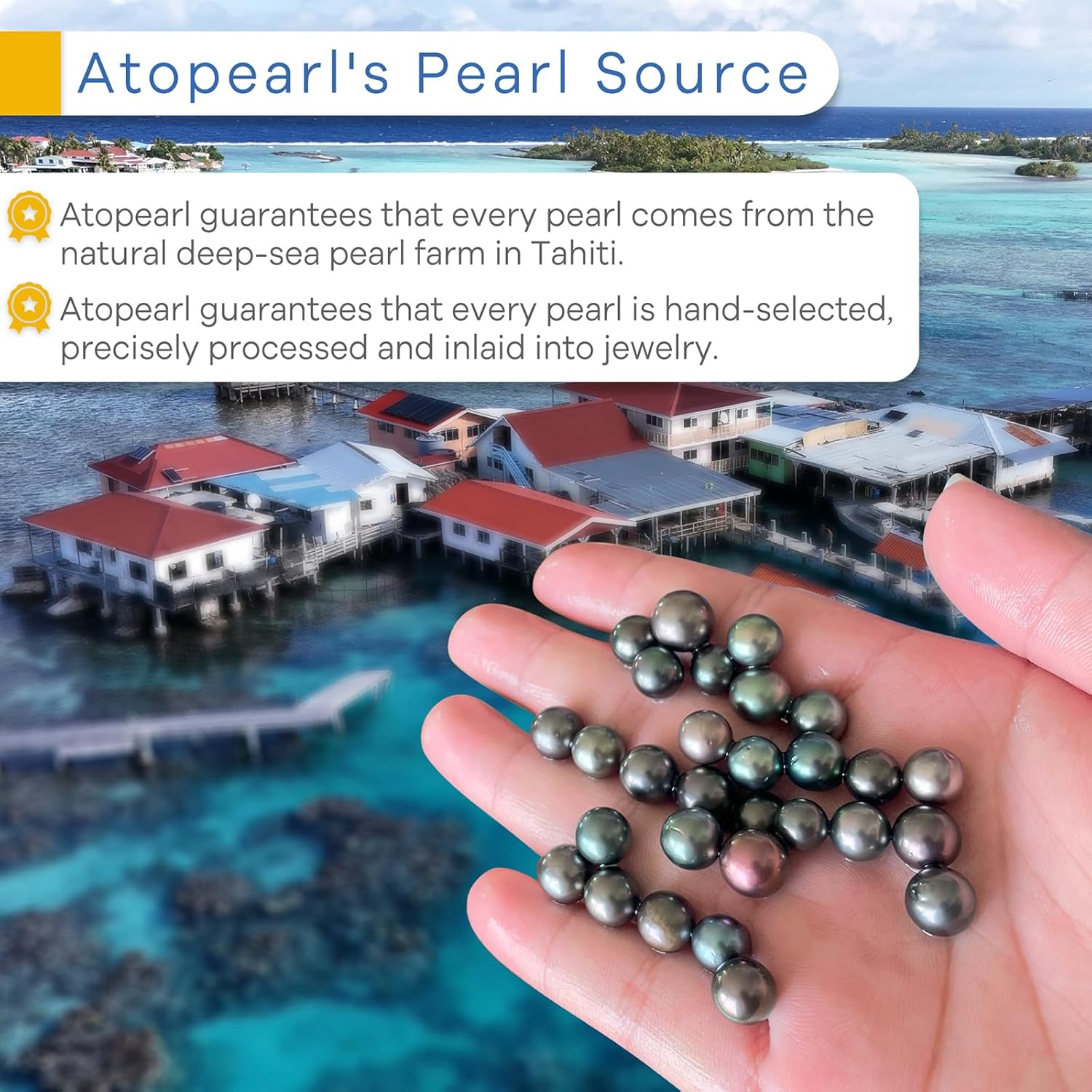 Gifts For Wife Wedding Anniversary Genuine Tahitian Black Pearl Necklace for Birthday Mothers Day Christmas, 9-10mm AAAAA Seawater Pearl Sterling Silver Moissanite Pendant - Image 4