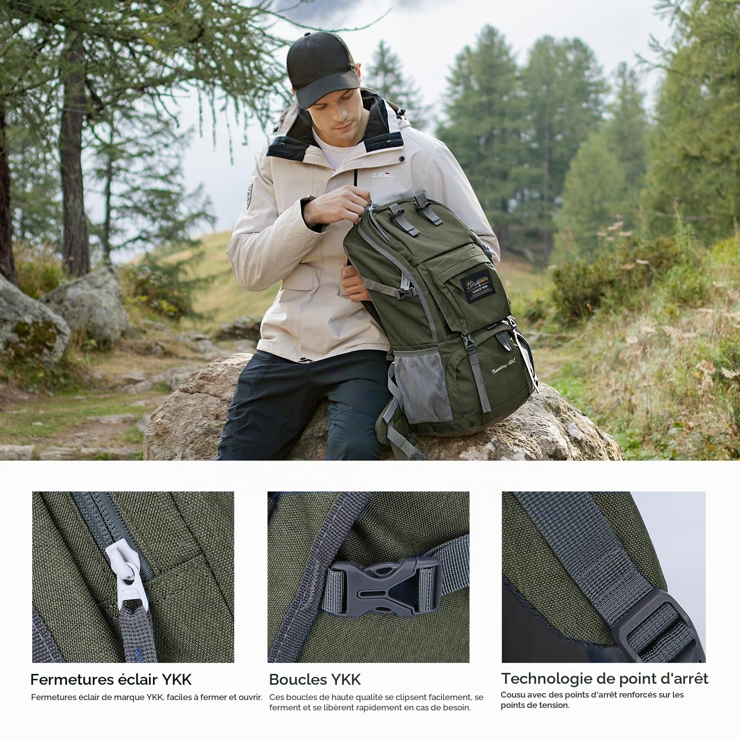 Sac à dos de randonnée MOUNTAINEER 40 l Idéal pour le trekking, les voyages, le camping et l'escalade