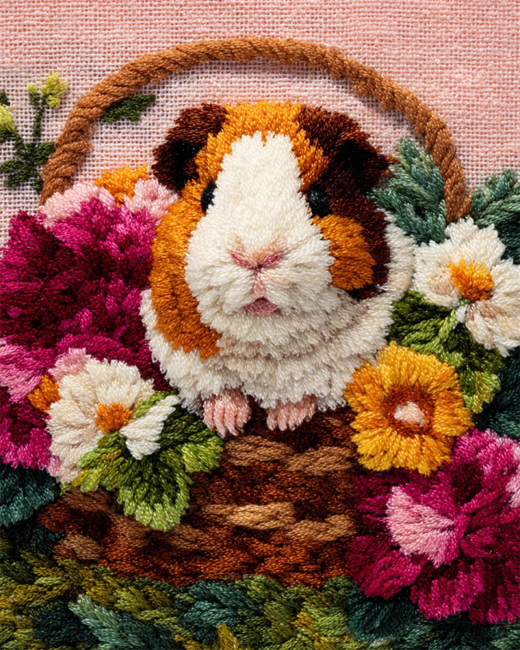 AMBATTERY Animal Rug Making Kit for Adultscartoon Guinea Pig Cross Stitch Rug Making Kit，Carpet Crochet Kits Embroidery Set Needlework Crafts for Home Decor 21x29in