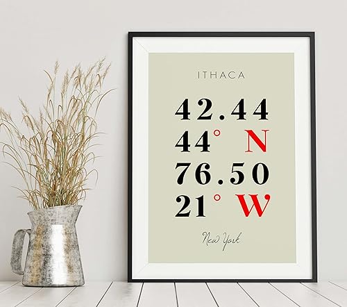 Miniatura 6 de Mapa de Ithaca, New York, Coordenadas Multilíneas de Colores (8x10)