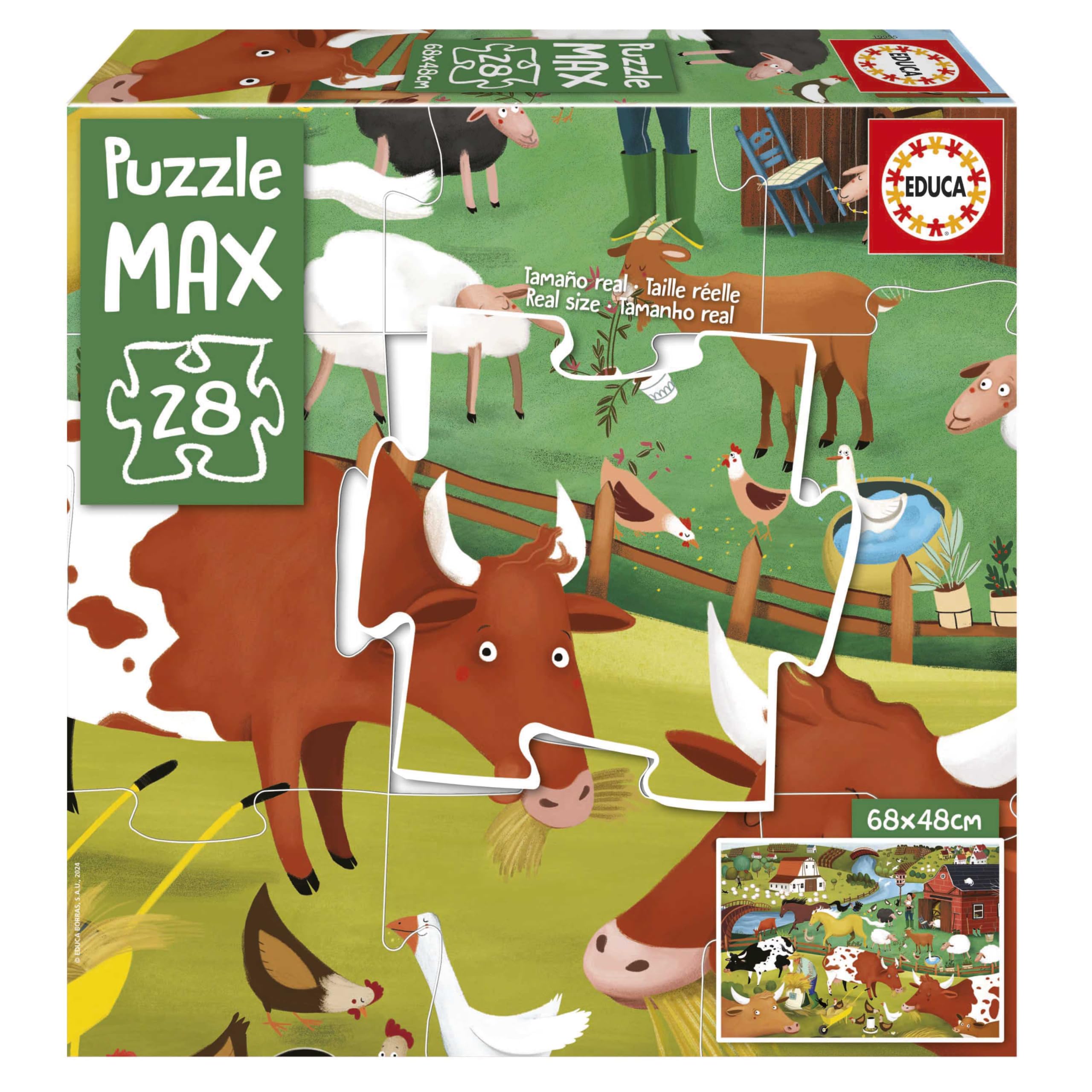 Educa - Kinderpuzzle Puzzle Max Bauernhof | 28 Teile XXL | Großteile Kinderpuzzle ab 3 | ab 3 Jahren (19955)