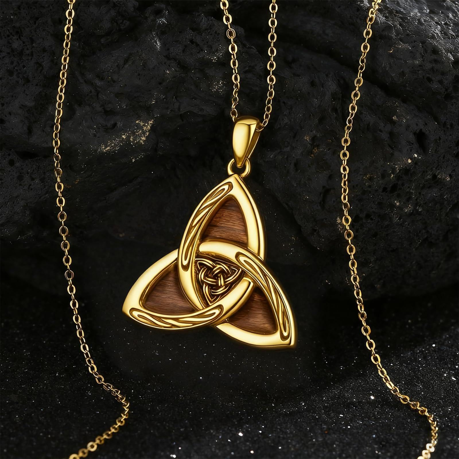 Ebenholzkette für Herren 925 Sterling Silber Claddagh/Keltische Irische Halskette Echter Ebenholz-Wikinger-Anhänger Holzschmuck Geschenke für Männer Frauen