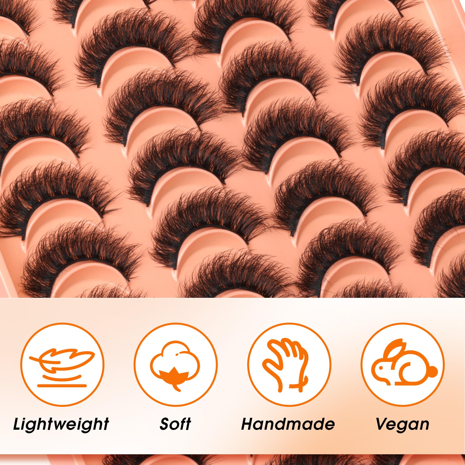 20 works Fluffy False Eyelashes Cat Eye Lashes Strips Natural Look Wispy D Curl Faux Mink Eyelashes Thick Volume Strips Lashes Russian 6D Fake Eyelashes by Zegaine - Image 4