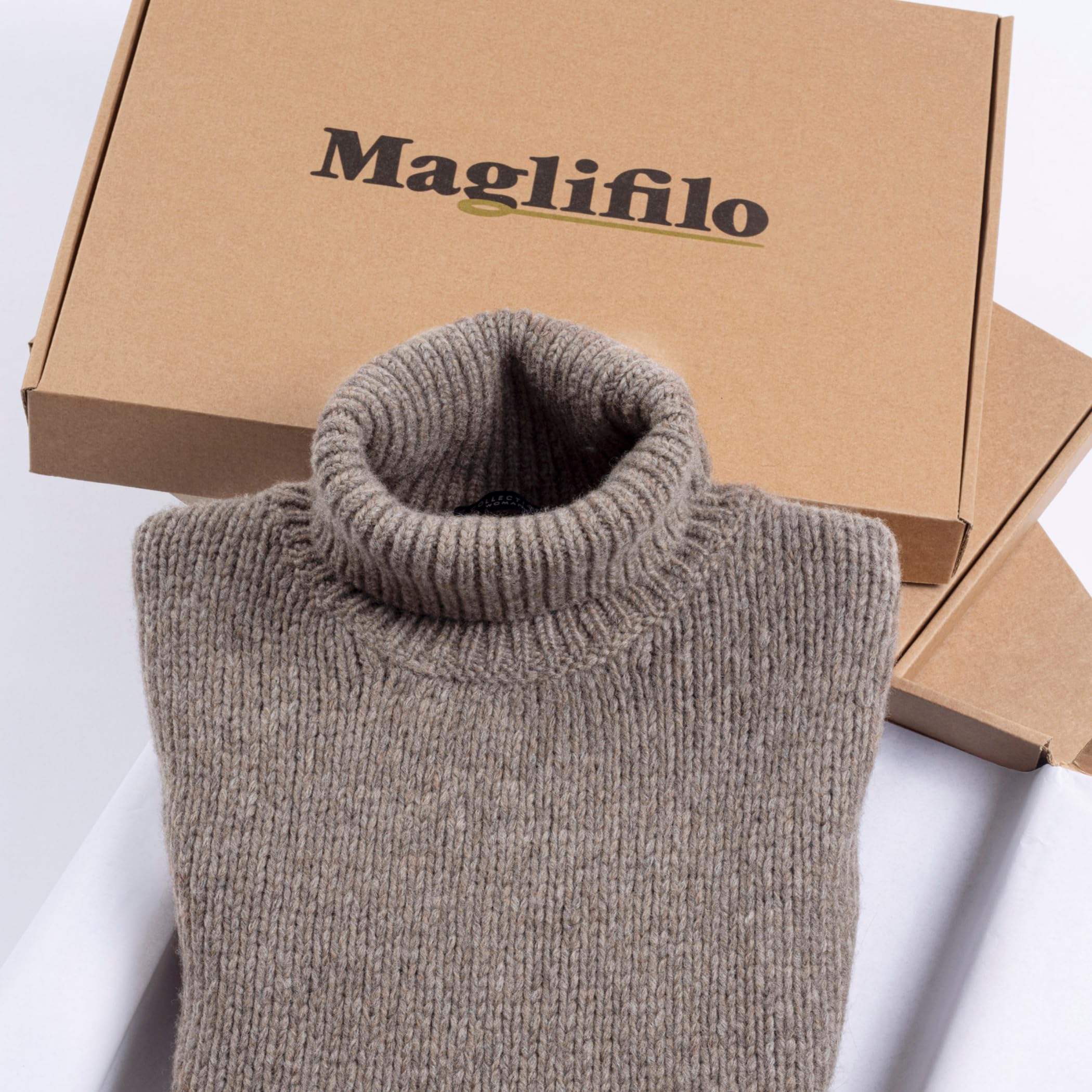 Maglione Donna Invernale Collo Alto in Lana Merino | Dolcevita Morbido, Caldo e Leggero – Maglia Grossa Ideale per l’Inverno Freddo e la Montagna, Confezione Regalo Inclusa