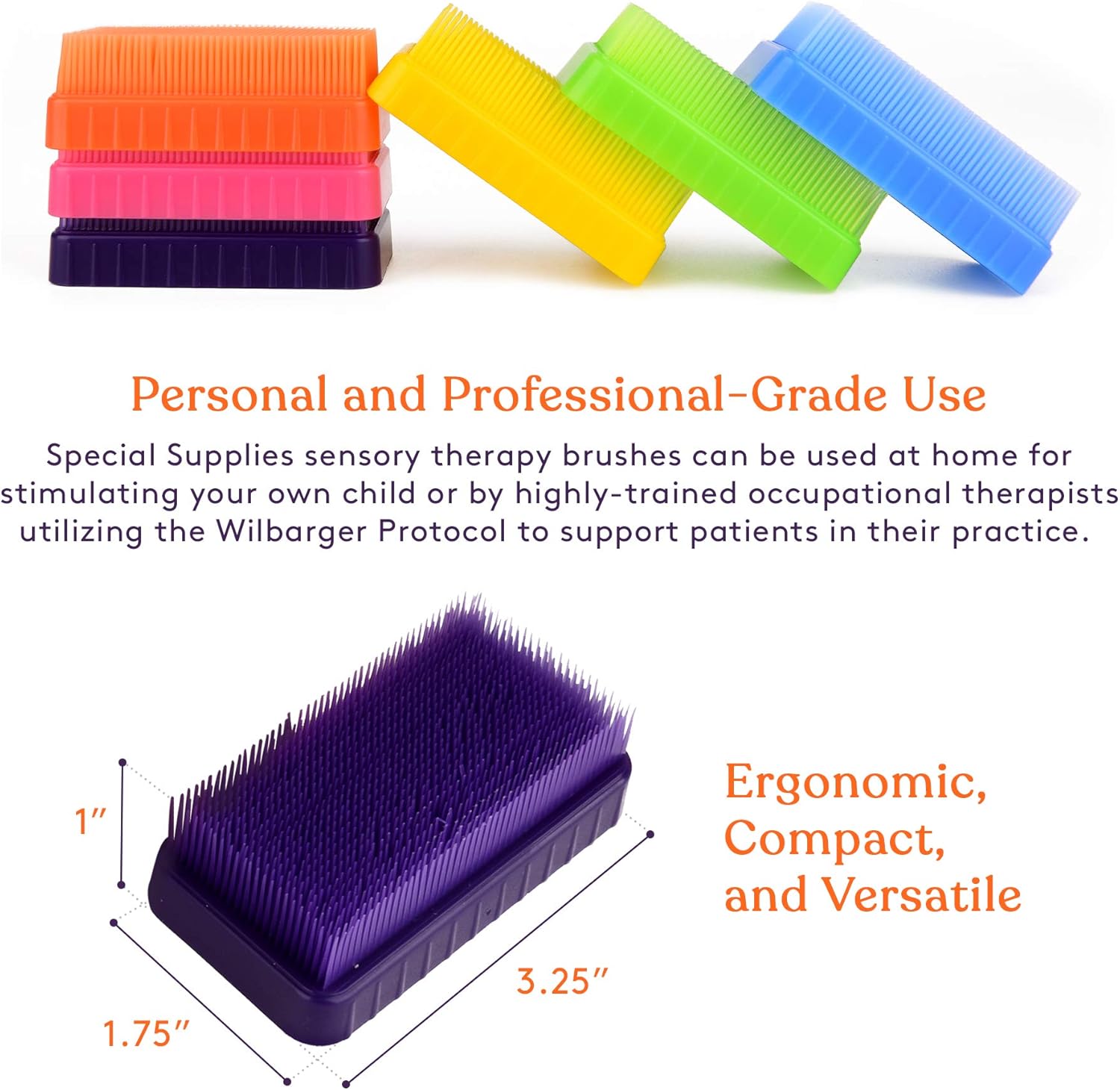 Special Supplies Therapressure Therapy Brush for Occupational and Sensory Brushing, 6 Pack, Stimulating and Calming Tools for Kids and Adults, Soft Flexible Bristles, Latex Free : Health & Household