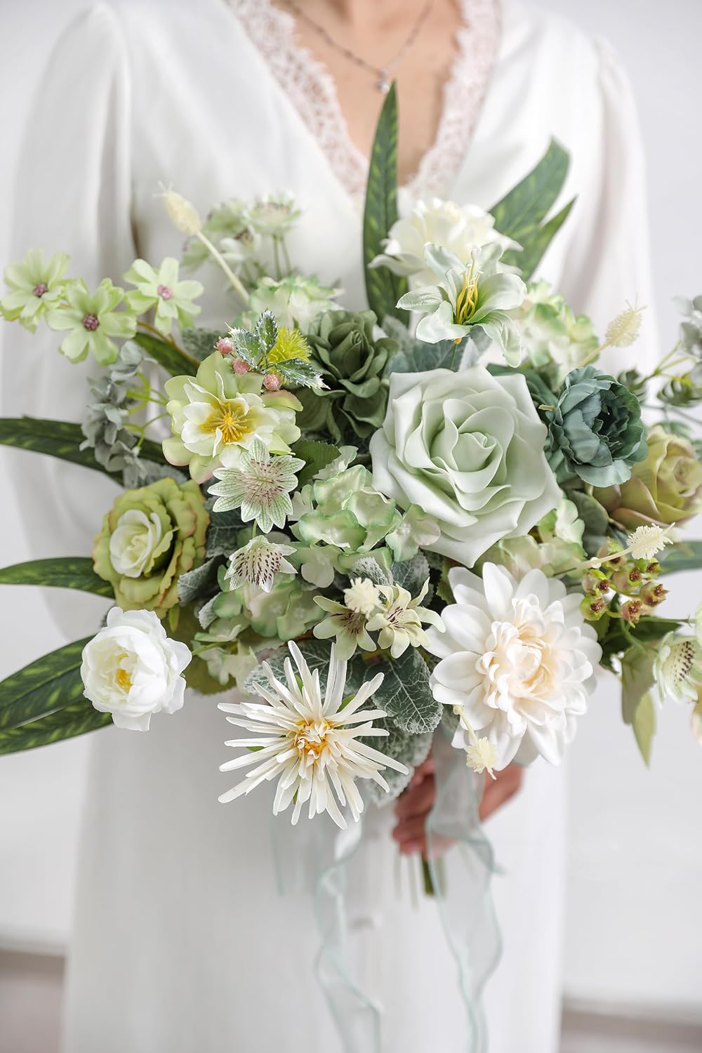 Forest Green Artificial Flowers Combo Box Set Silk Flowers Fake Rose for DIY Floral Arrangements Wedding Bouquets Centerpieces Baby Shower Party Home Decorations - Image 3