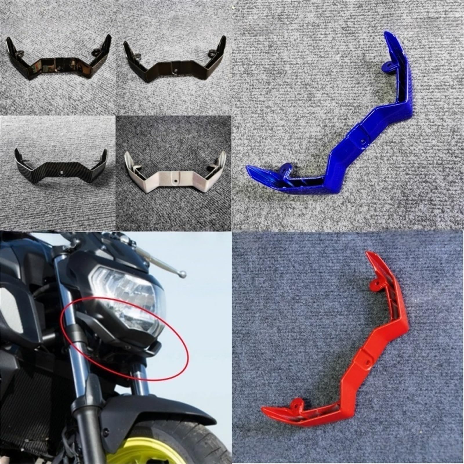 Pasuje do FZ07 MT07 FZ-07 MT-07 MT 07 2018-2020 przedni dolny reflektor Fairing wspornik wspornikowy osłona Wingletów Motocyklowych