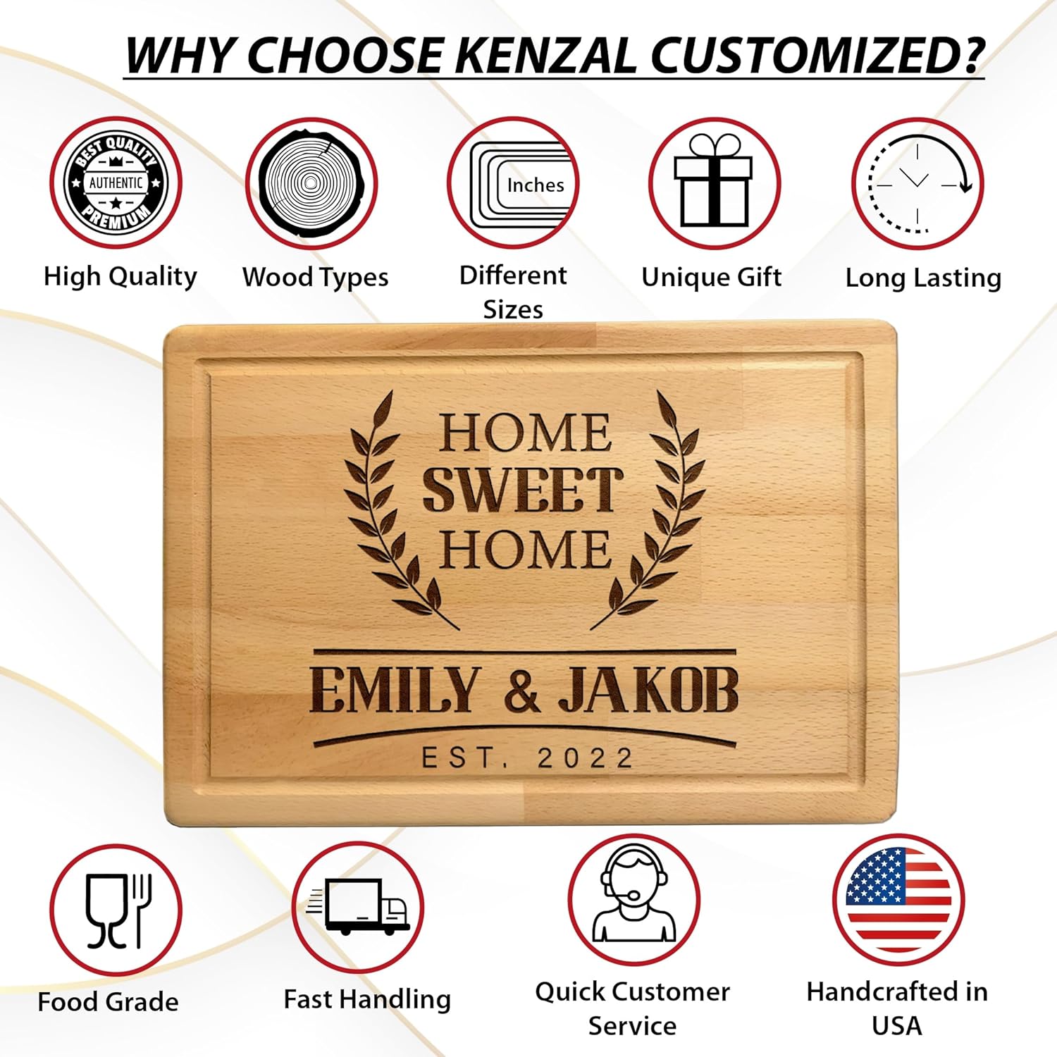 Custom Wood Cutting Board Decor, Personalized House Warming Gifts New Home Couple, Personalized Signs for Home Decor, Trending Custom Closing Gifts for Home Buyers, Cool Gifts for Couples, Anniversary - Image 5