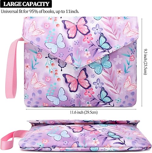 Miniatura 4 de DSIUE Funda protectora de libro para libros de bolsillo, funda grande con asa, 11.6 x 9.3 pulgadas, regalos para amantes de los libros (mariposa
