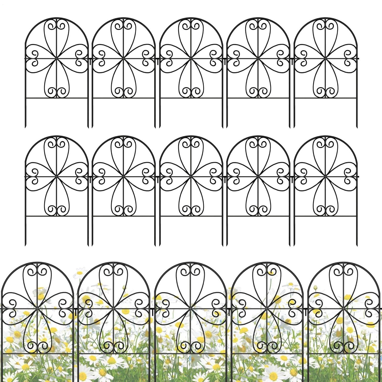 Ozdobne Ogrodzenie Ogrodowe | Odporne na rdzę obrzeże rabaty kwiatowej - panel metalowy do ogrodzenia ogrodowego | Dla patio, trawnika, strefy dla zwierząt, szczeniąt, kur, psów, królików,