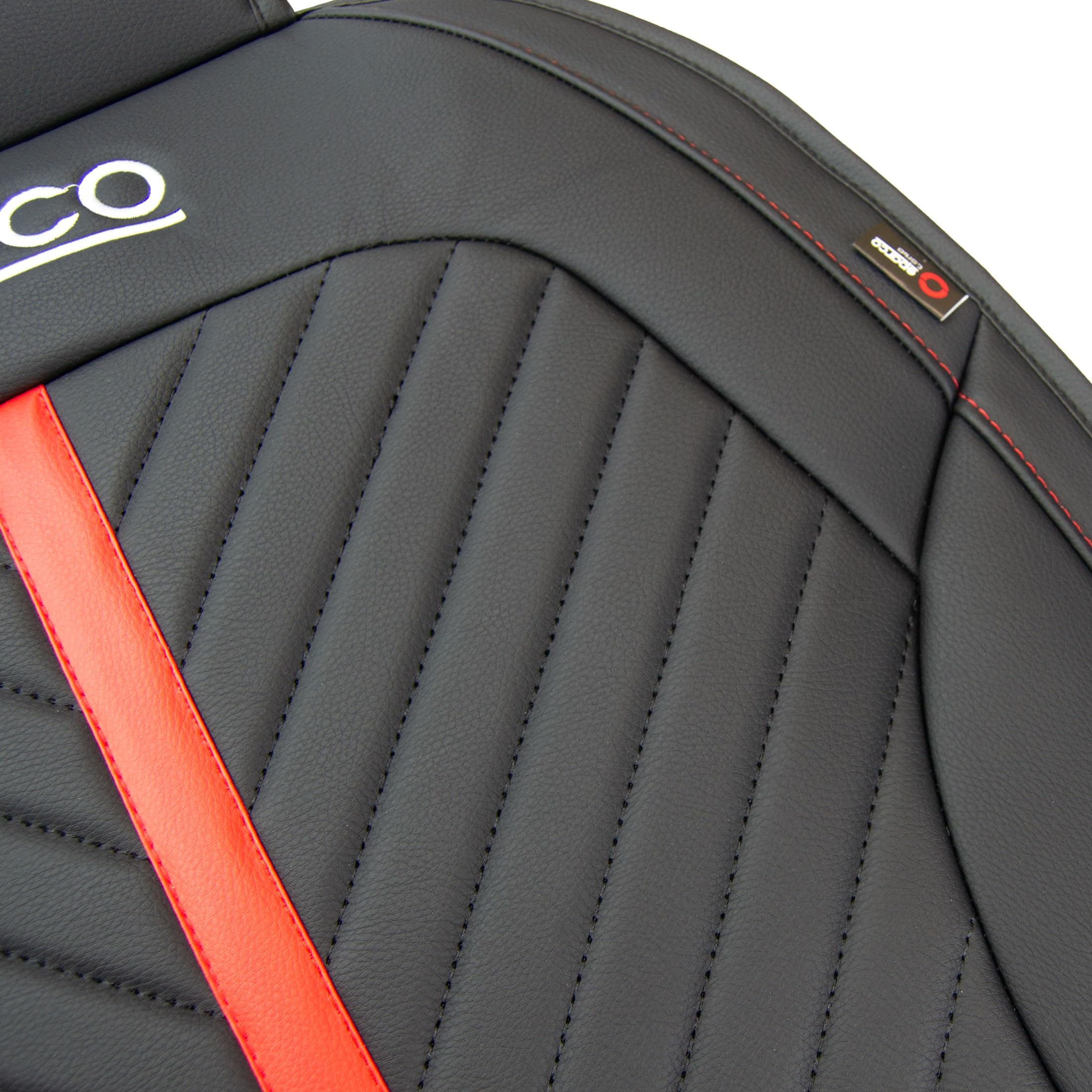 Sparco Funda Respaldo de Asiento Coche Negro/Rojo Modelo 0910 PVC Acolchado Espuma 5mm Ajuste Universal Confort Interior