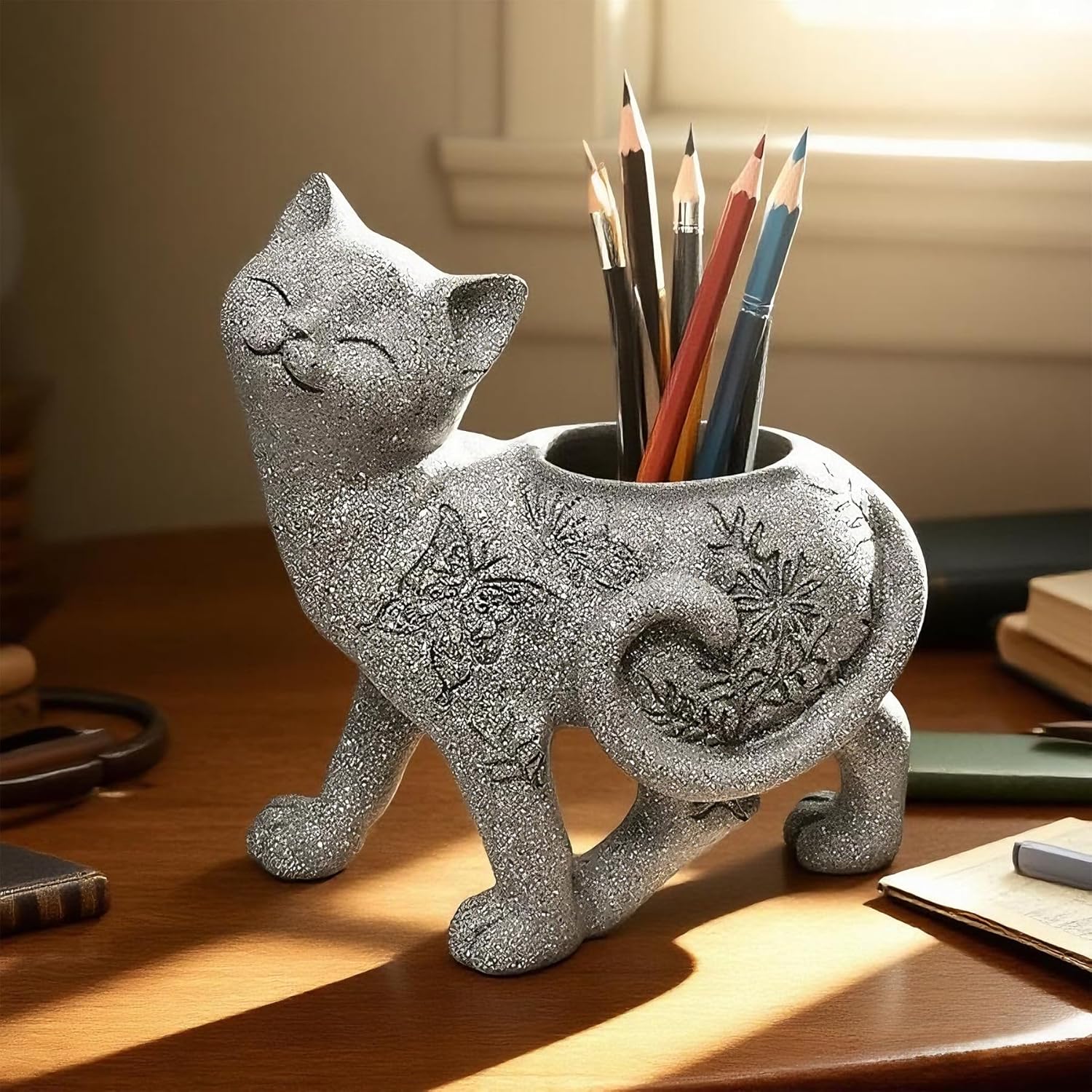 Teaeeno Cat Succulent Pot Planters with Drainage Hole for Plants, Flower Garden Pots for Plants, Succulent Cactus Home Office Desk Garden Decor Plant Lovers Gift for Mom Perfect for Garden,Cat Gifts