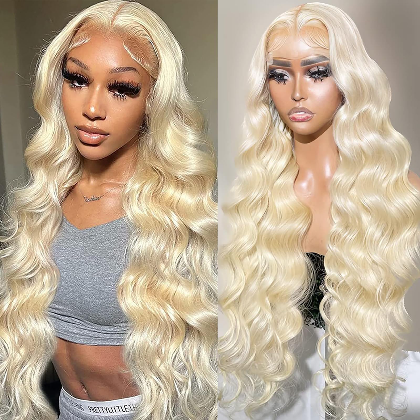 Alimubi 613 13x6 Lace Front Wig Human Hair 200 Density 613 Lace Front Wig Human Hair Body Wave Blonde Wig Human Hair（26 Inch）