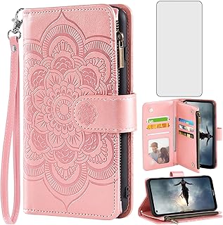 Asuwish Phone Case for Nokia X100 5G Wallet Cover with Tempered Glass Screen Protector and Flower Leather Flip Credit Card Holder Stand Cell Accessories NokiaX100 X 100 100X TA-1399 Women Rose Gold
