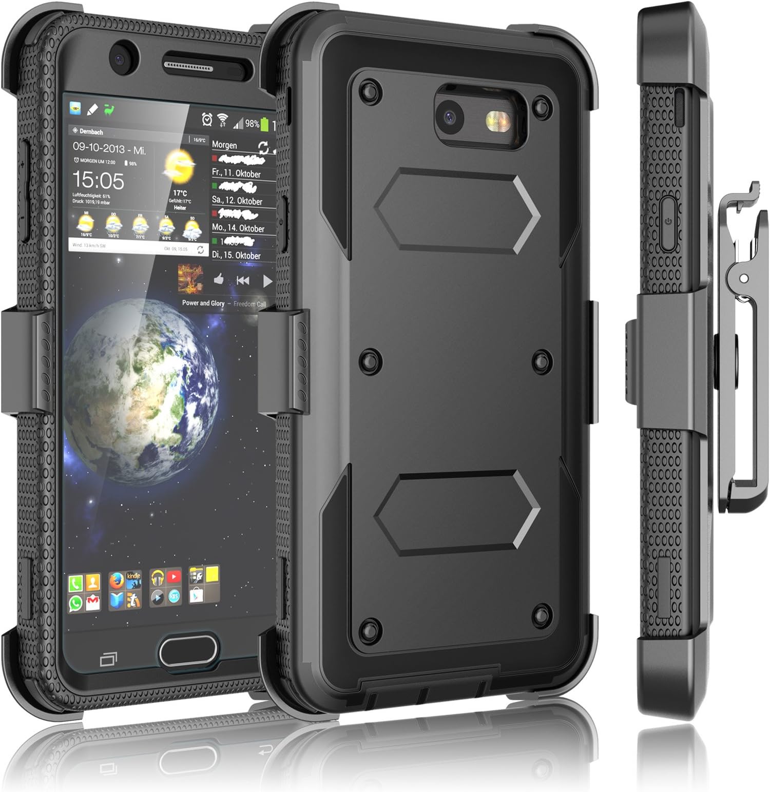 Tekcoo Galaxy J7 Sky Pro Case, Tekcoo Galaxy J7 V/J7V/J7 Perx Holster Clip, [TShell] [Built-in Screen] Locking Secure Swivel Belt Kickstand Phone Cover Full Body Case Cover For Samsung J7 2017 [Black]