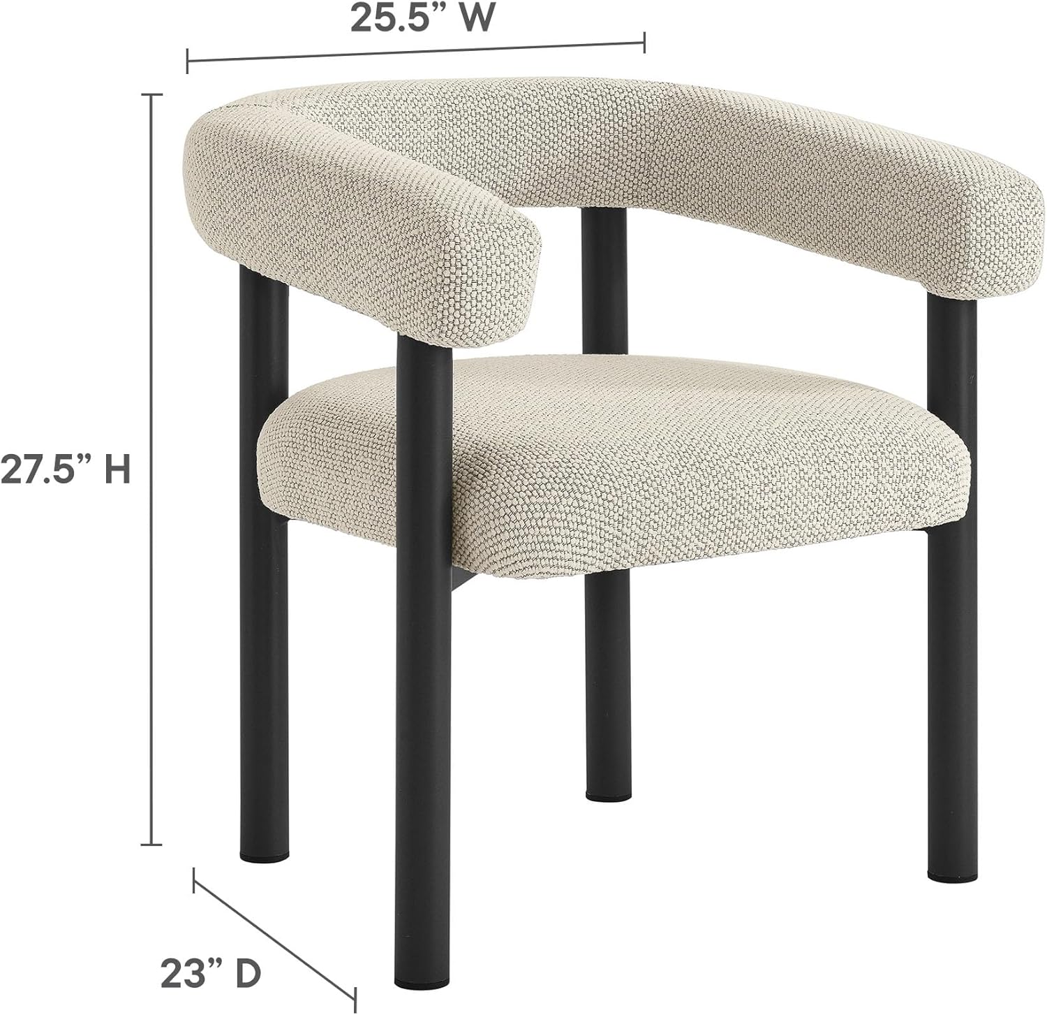 Modway Nautica Aluminum Outdoor Patio Dining Armchairs Set of 2 in Ivory Graphite – Modern 2-Piece Dining Chair Set – Curved Back Dining Chairs - Metal Outdoor Seating for Porch, Deck, Balcony