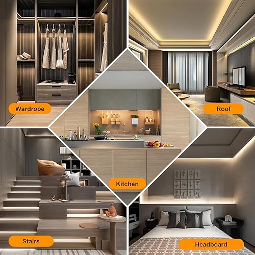 Miniatura 7 de Luces LED de 6.56 pies CA 120 V con cableado, tira de luces LED 2M SMD 2835, tira de luces LED blancas flexibles 4000K 110 voltios con interruptor