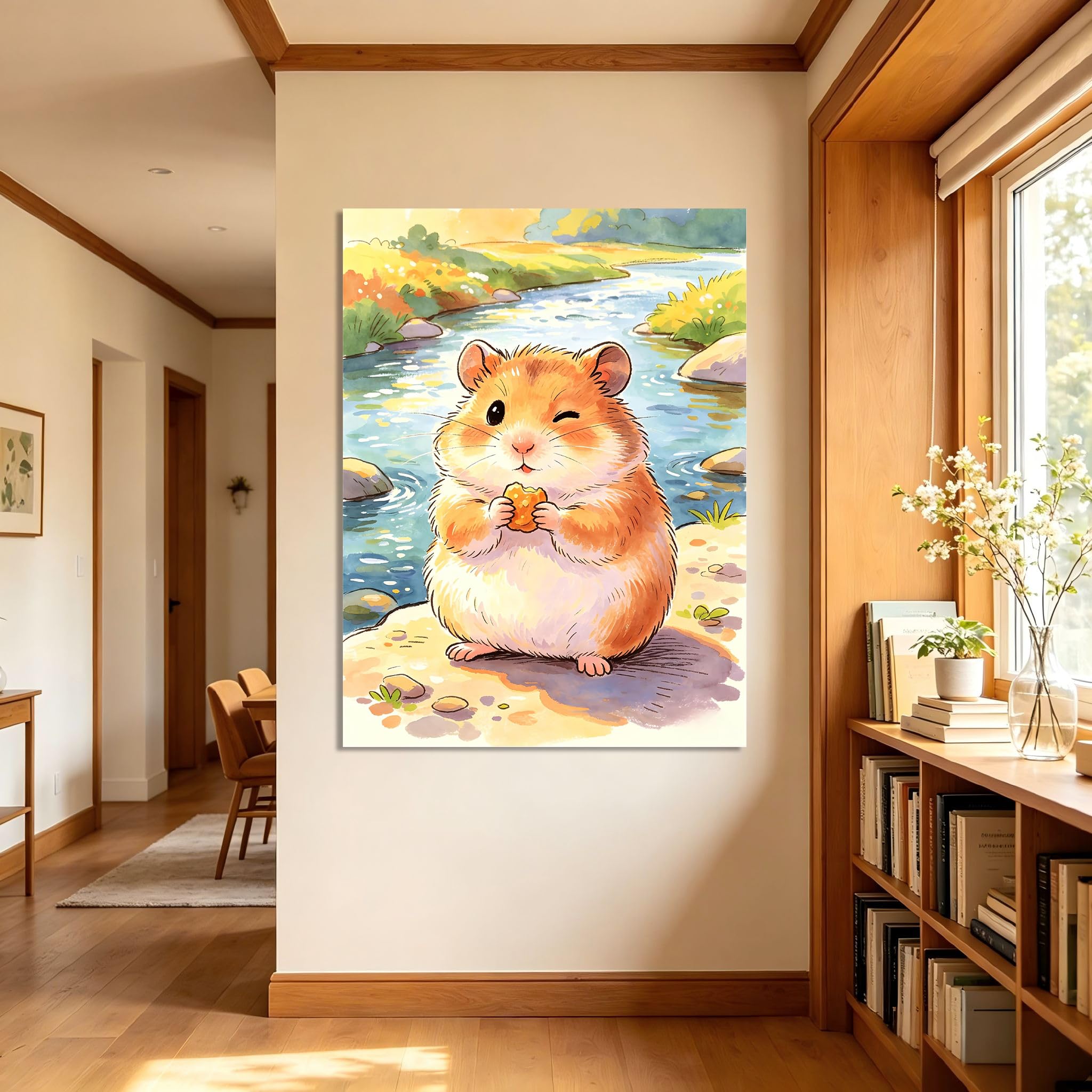TNGHHSGA Cuentos de Aventuras de Zizi 6Cuadro Infantil de Hámster Adorable, Lienzo Decorativo para Habitación de Bebé, Niños y Sala de Juegos70x91cm Lienzo envuelto