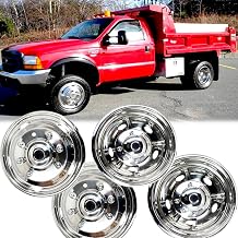 Kucaruce 19.5" Polished Stainless Steel Dually Wheel Simulators,4pcs Durable Bolt On 8 Lug 5 Hand Hole Wheel Cover Hubcaps fit for 1999-2004 Ford F450 F550 Super Duty