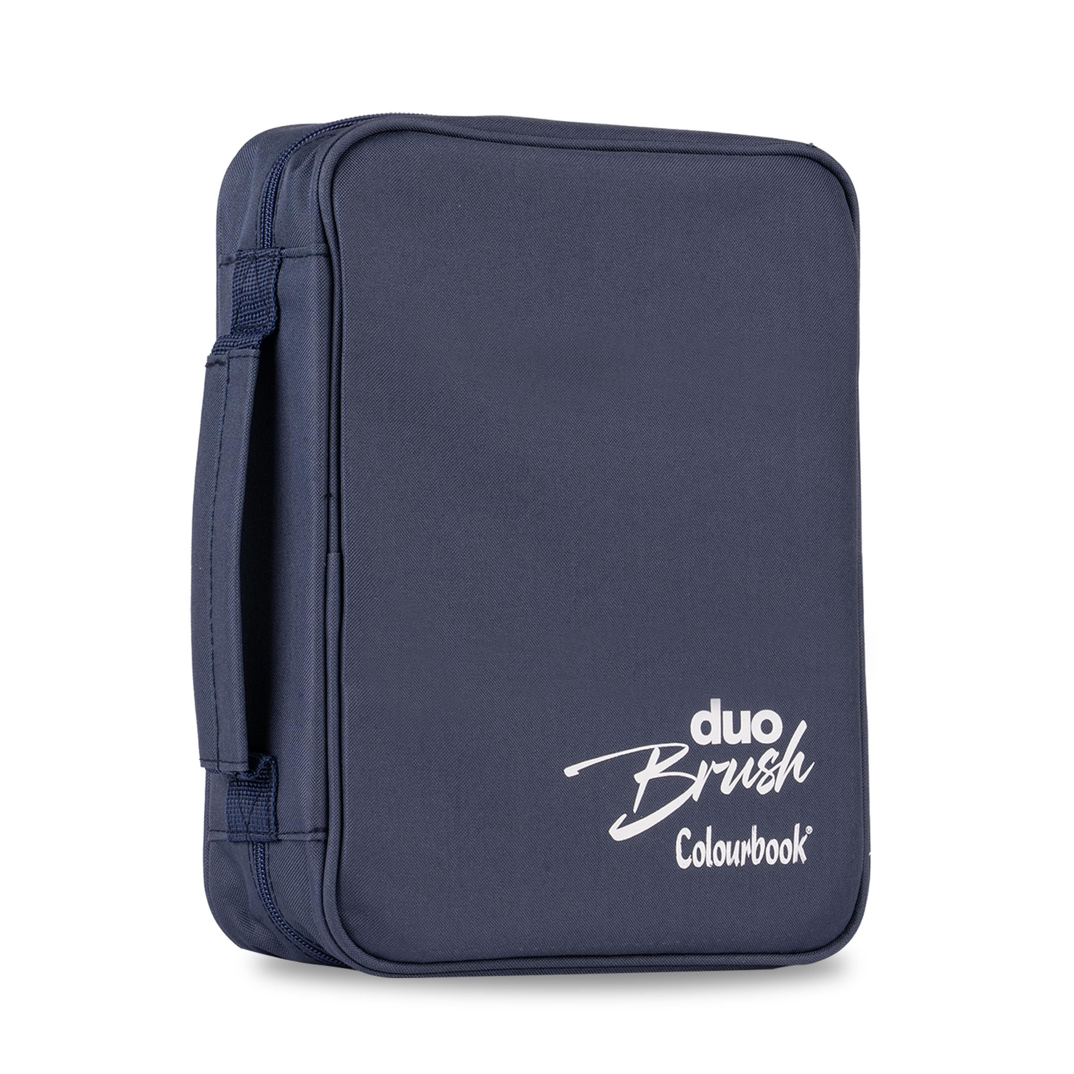 Colourbook - Pennarelli Duo Brush, Doppia Punta 2.5mm e 5mm, 120 Pennarelli Professionali per Disegno Artistico, Punta Fine e Morbida, Valigetta Organizzata (Blu Navy)