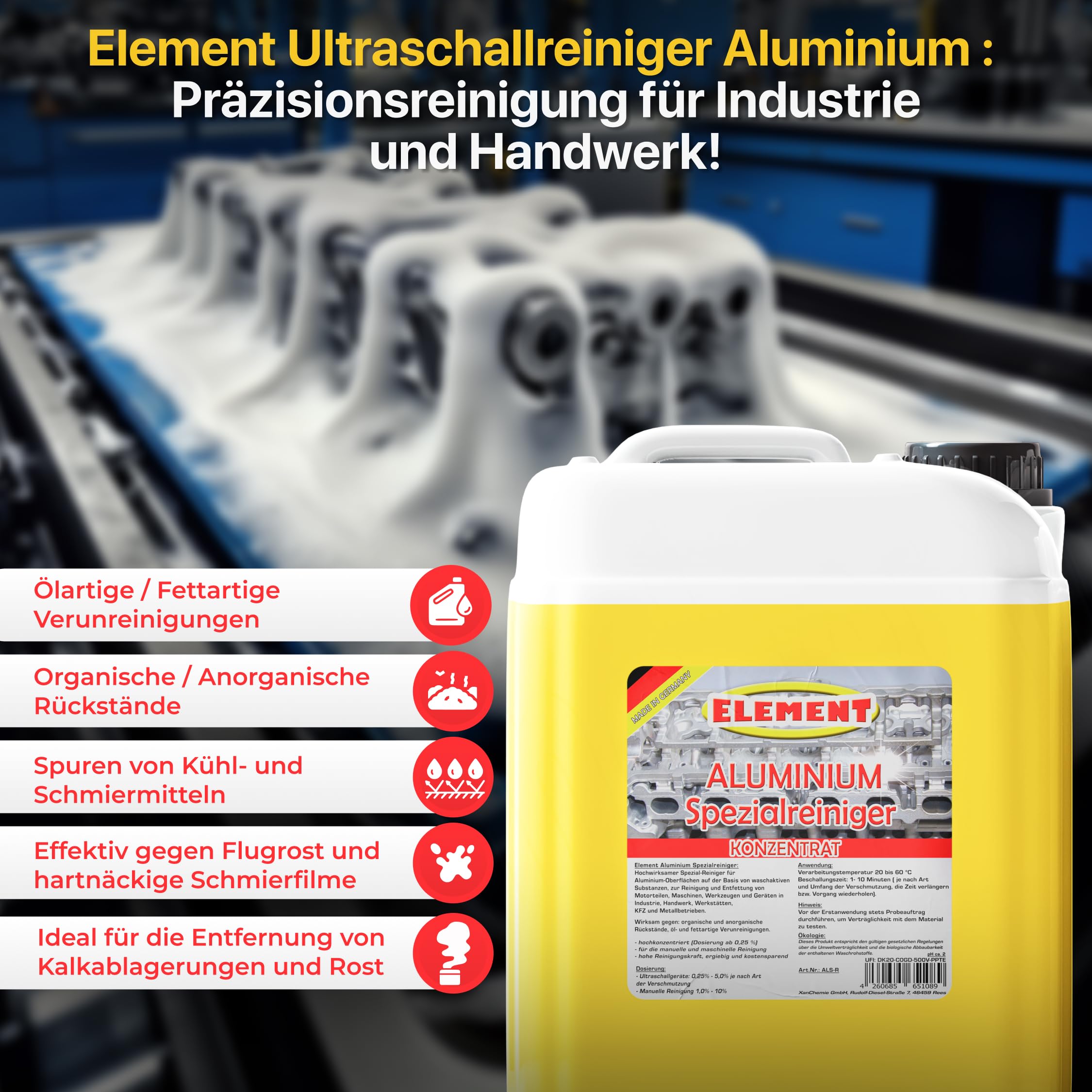 Element Ultraschallreiniger Aluminium 5 Liter Spezialreiniger Konzentrat Aluminiumreiniger