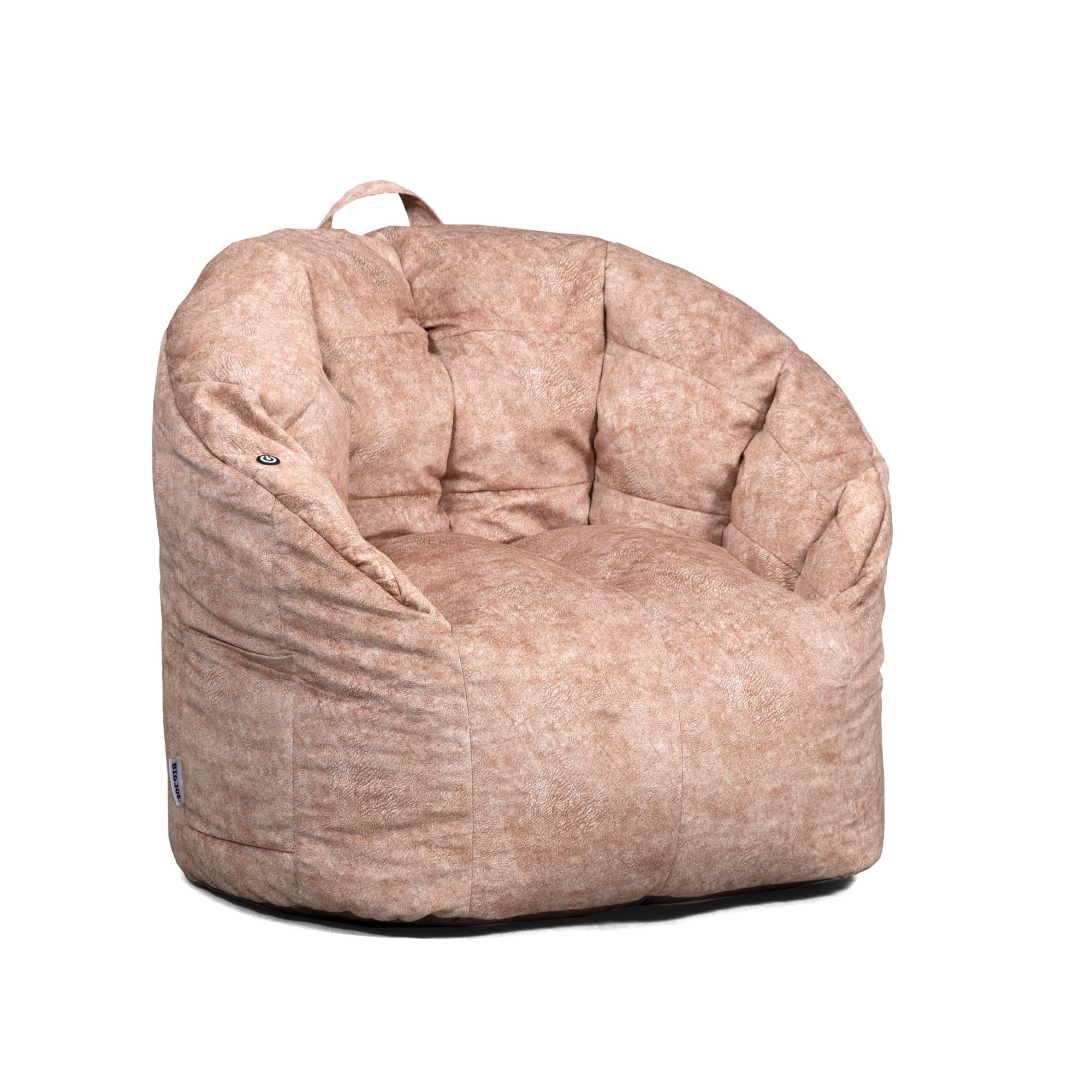Big Joe Milano w/Vibe Vibrating Massage Bean Bag Chair, Caribou Hyde, Faux Suede Polyester Blend, 2.5 feet