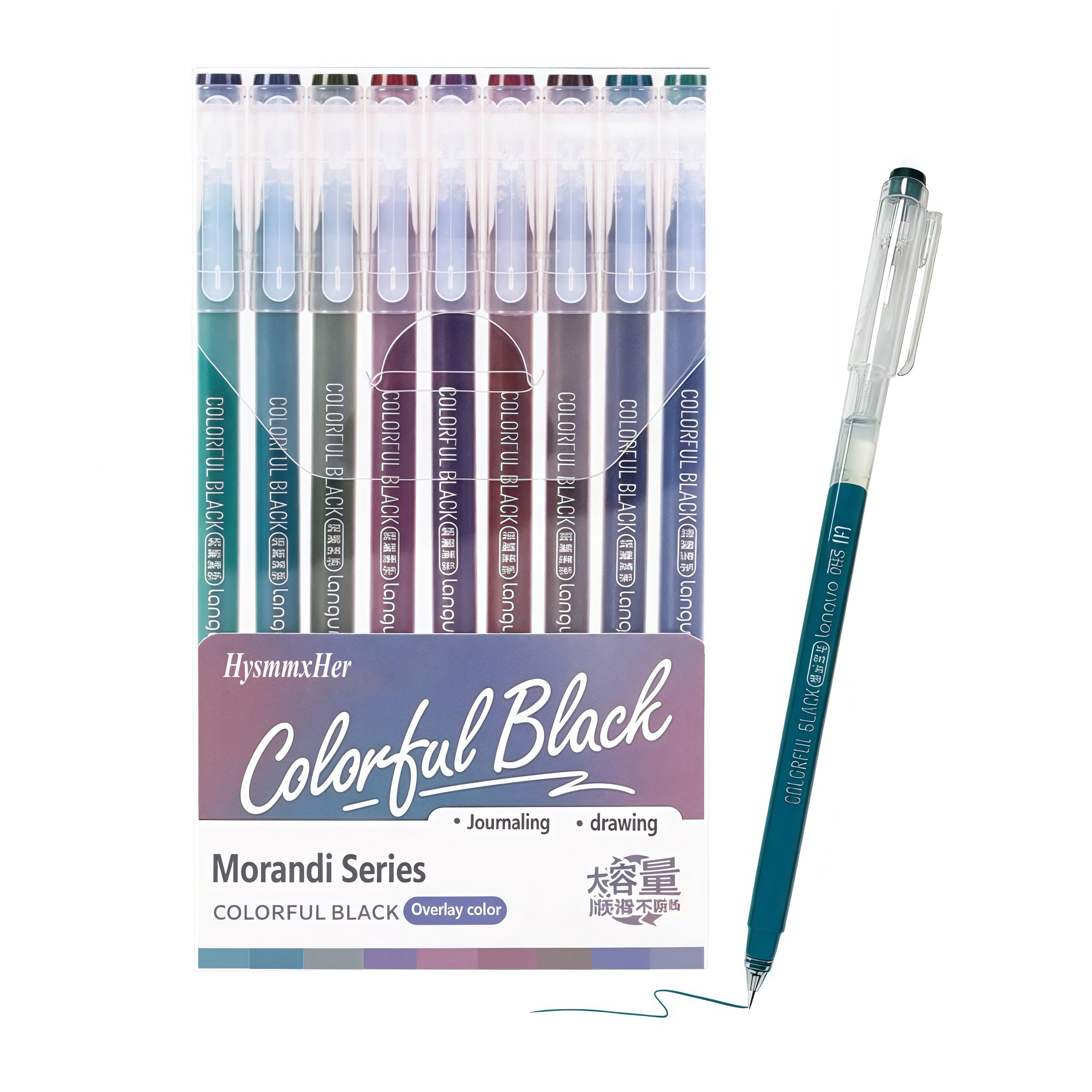 9 Colored Gel Pens Set, 0.5mm Fine Point for Black & White Paper, Cute Pens for Journaling, Adult Coloring Books, Bible, Drawing, Note Taking, School Supplies (Multicoloured black colors, count, 9)