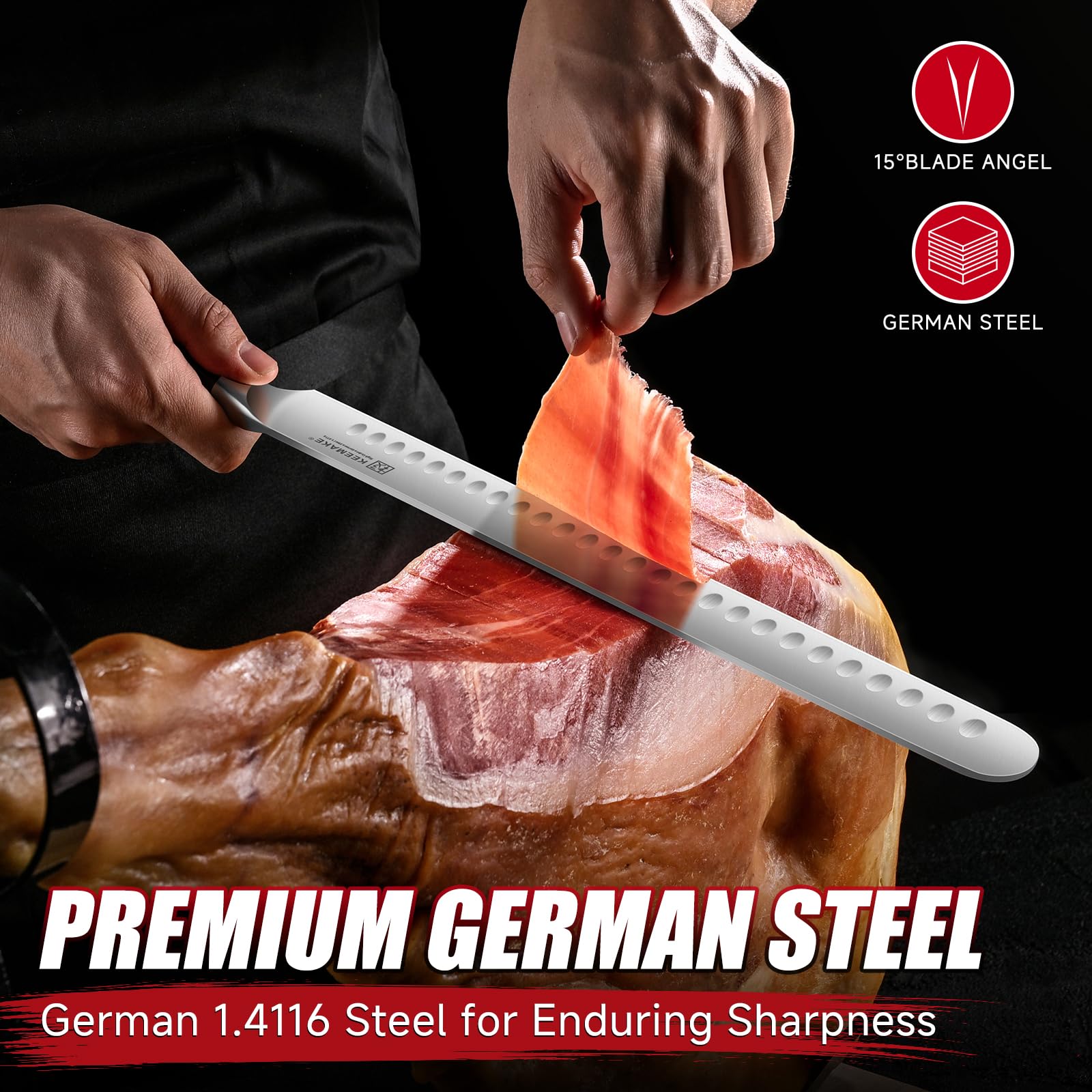 KEEMAKE Brisket Carving Knife Set, 3-Piece Slicing Knife for BBQ & Meat — Amazon image 2