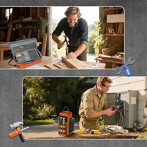 Miniatura 7 de LAKE OF FIRE Bolsa de herramientas pequeña para hombres con múltiples bolsillos, organizador de bolsa de herramientas resistente impermeable con