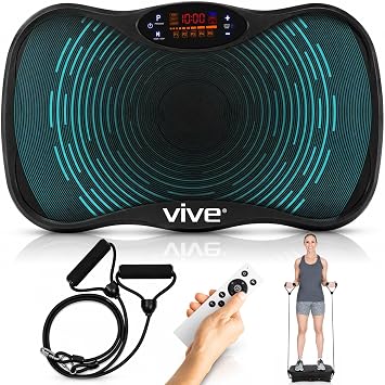 Vive Vibration Plate Exercise Machine - Shake Plate Vibration Platform with Resistance Exercise Bands - Lymphatic Drainage Machine for Shaping, Toning, Wellness, Recovery, and Weight Loss