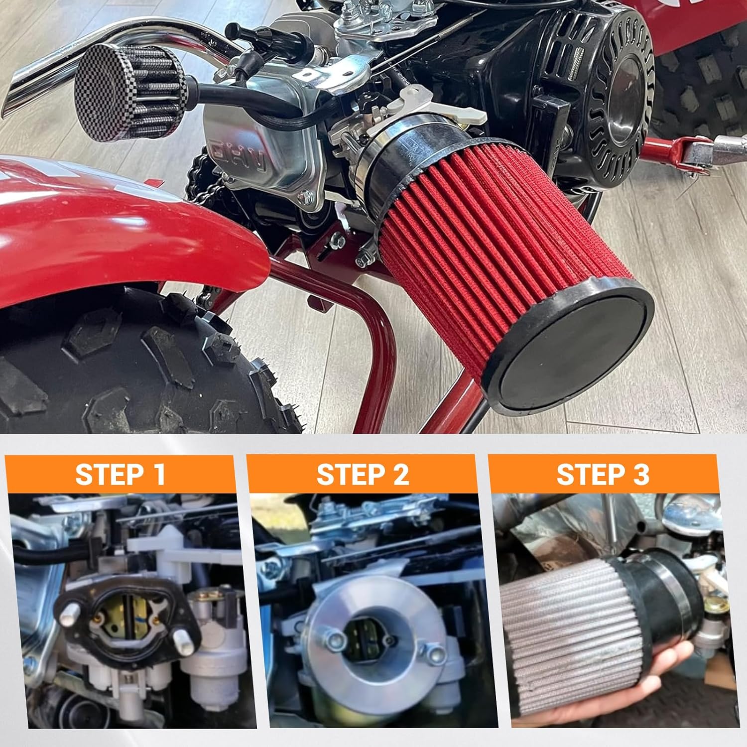 Air Filter Intake Kit for Go-Karts & Mini Bikes 6.5 HP for Honda Clone GX160 GX200 Go Kart 68120 69730 60363 Predator 212cc Coleman BK200,BT200X, CT200U Trail, CT200U Engine