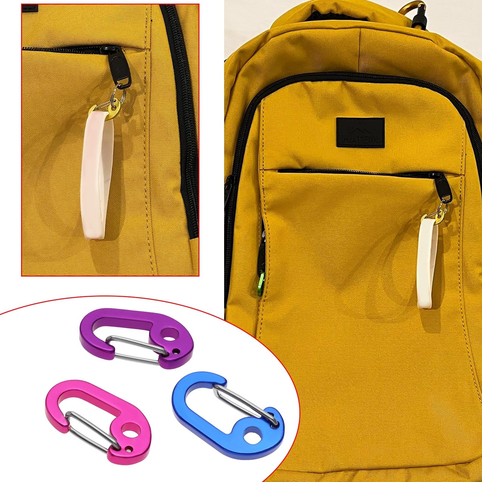 NA Set Di 2 Mini Moschettoni In Lega Di Alluminio - Portachiavi Ad Anello A D Per Campeggio, Pesca, Escursionismo E Sport Outdoor