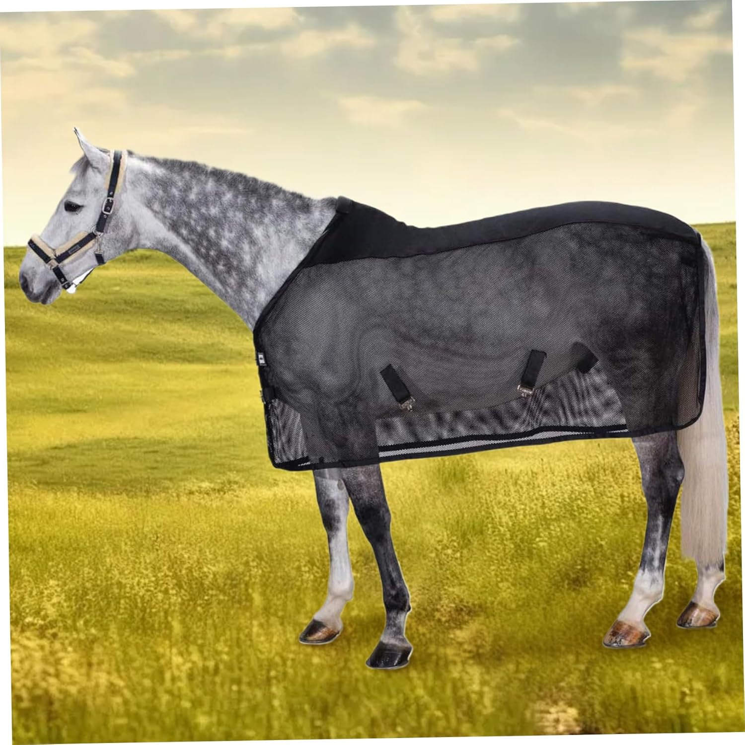 Horse Fly Sheet, Adjustable Fly Sheets for Horses, UV Protection ＆ Breathable Mesh Horse Blankets for Real Horses, Sheet with Buckle