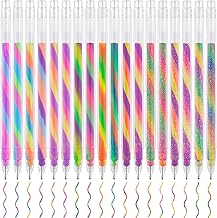 NiArt Spectra Swirl Color-Changing Gel Ink Pen 18 Pack, 1.2mm/0.047’’ Fine Round Tip, Transparent Barrel, Vibrant Rainbow Glitter Gradient Neon Pastel Ink for Writing, Drawing, Journaling, Non-Toxic