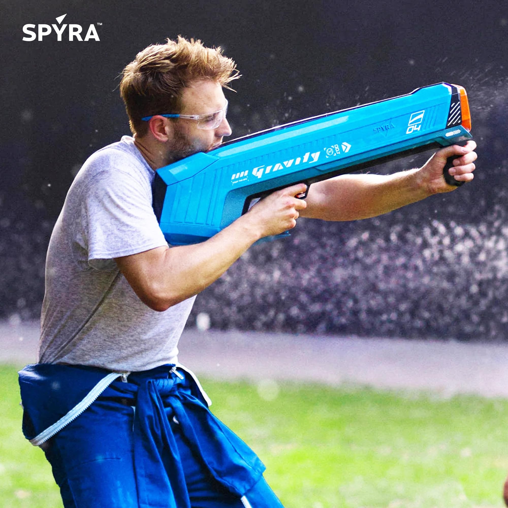 SpyraGravity Elektrischer Wasserbombenwerfer 16m Reichweite LED Anzeige 4 Wasserbomben