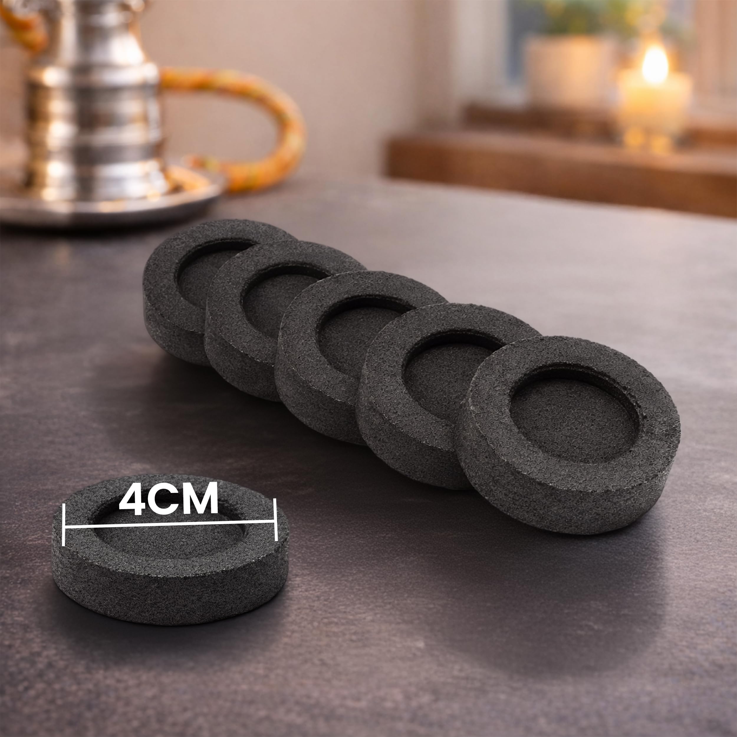 Carbón de Incienso Ø 40 mm – 50 Pastillas de Carbón Natural para Quemadores, Encendido Rápido y Quema Uniforme, Ideal para Resina, Aromaterapia, Rituales y Ambiente Zen