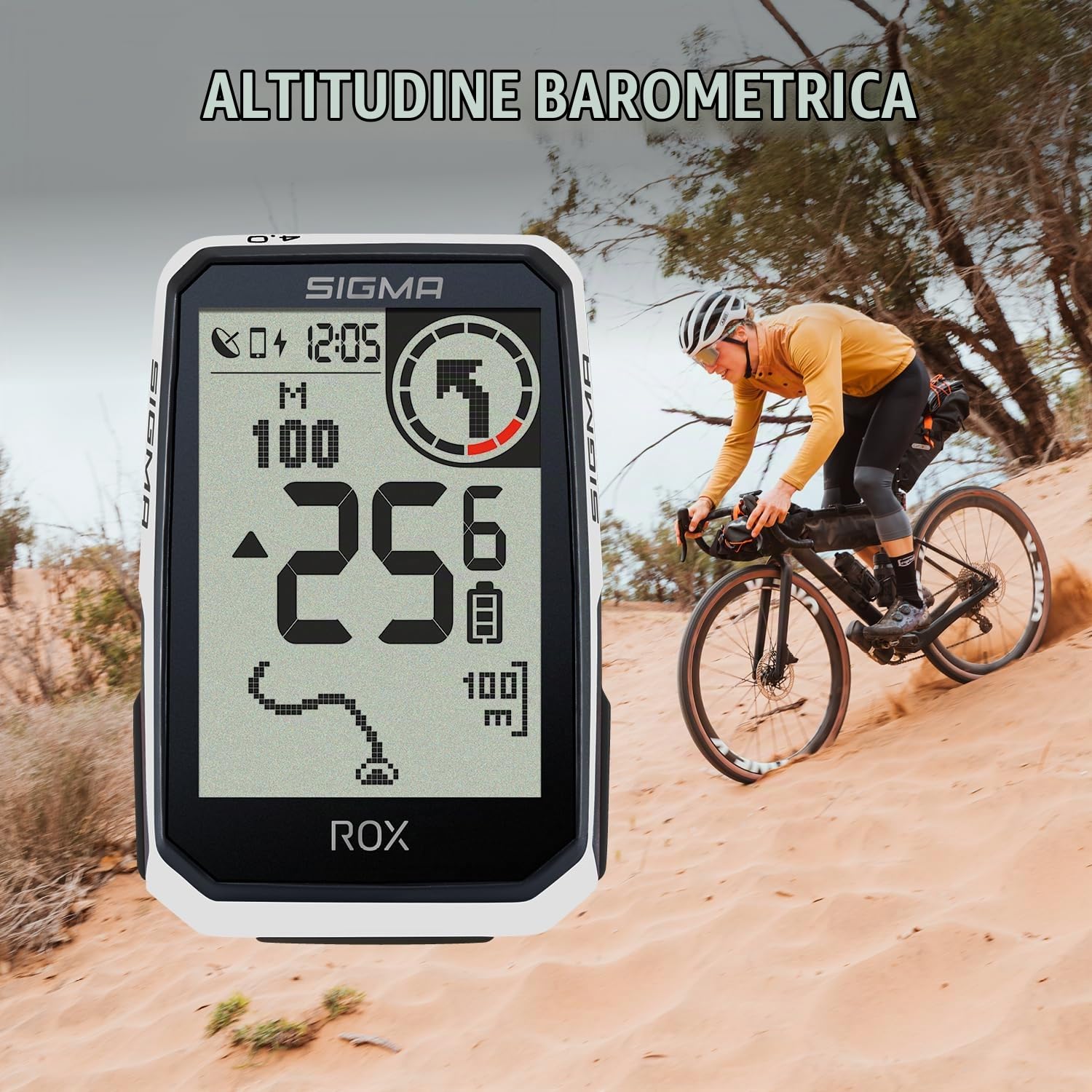 SIGMA ROX 4.0 ENDURANCE White HR Set | con sensore HR e OVERCLAMPBUTLER | GPS wireless | Compatibile con le bici elettriche | Misurazione dell'altitudine |Autonomia di 41 ore