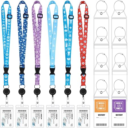 ECOHIP Retractable Lanyards & Badge Reels - Set Of 4 (2 Dark Blue, 2 Light Blue) With Card Holders