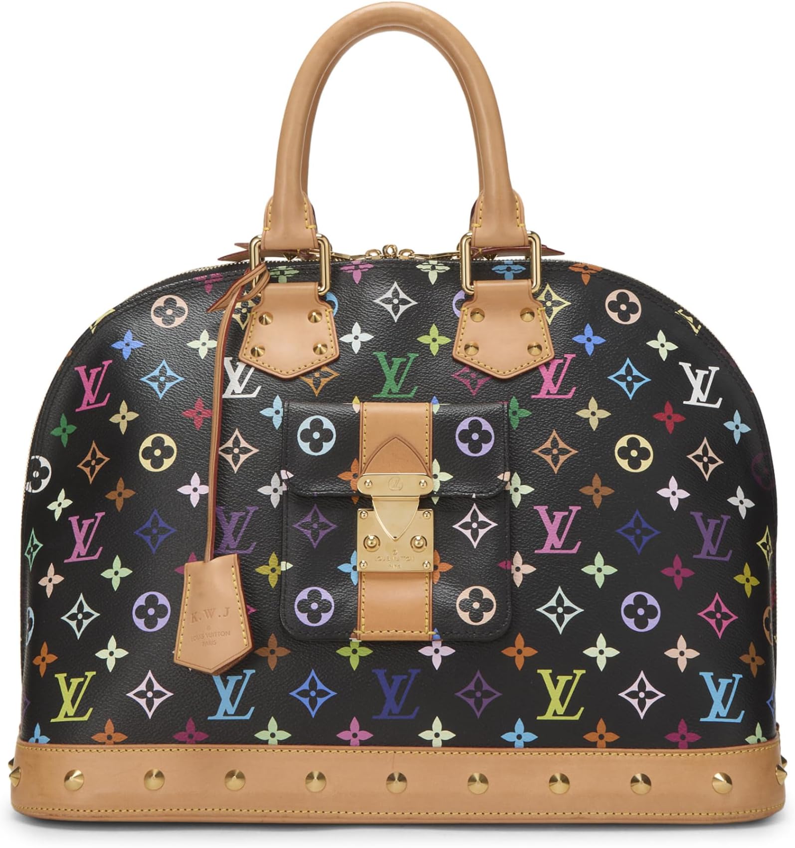 Pre-loved Takashi Murakami x Louis Vuitton Black Monogram Multicolore Alma GM, Black