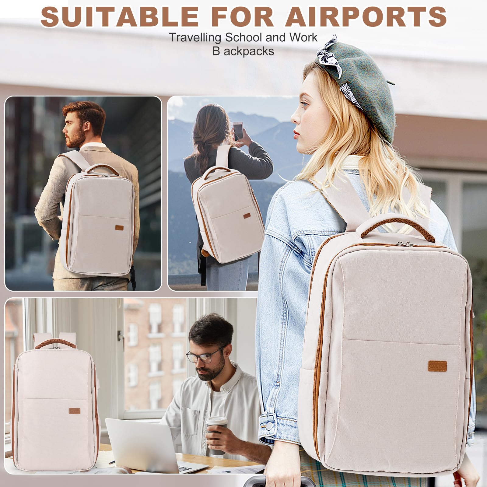 SZLX Borse da Viaggio 45x36x20 Zaino Easyjet Donna Zaino Ryanair 40x20x25 Bagaglio a Mano Zaino impermeabile uomo trekking, Borsa da Viaggio Cabina aereo Zaino per Laptop con Porta di ricarica USB