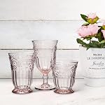 Abbott Collection Flower Wine Glass | For Everyday Sipping, Pink, Dishwasher Safe, 8oz, 6.5"H