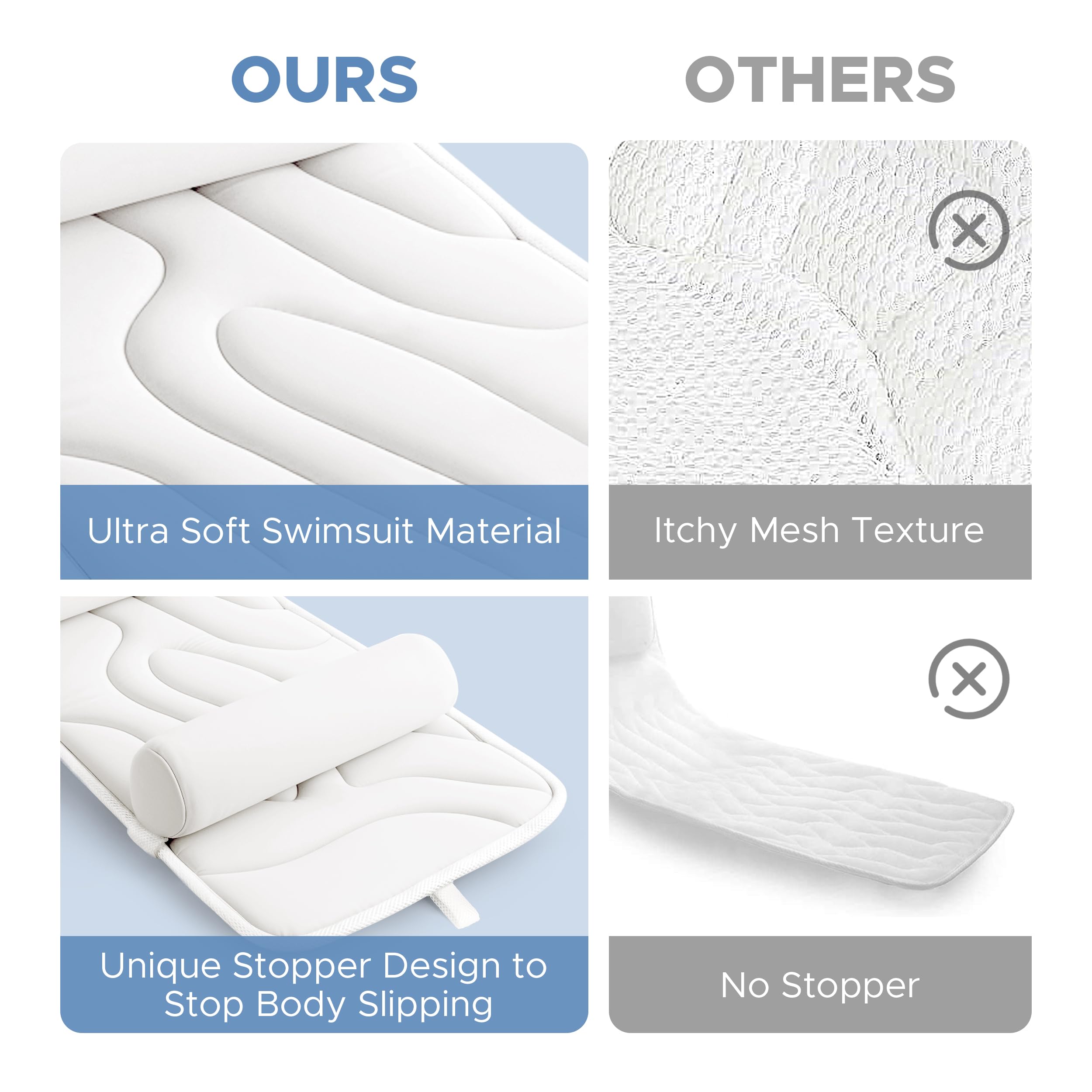 Sunlit Full Body Bath Pillow with Lumbar Support