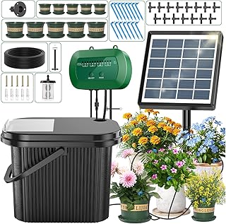 Solar Bewässerungssystem, Automatisches Bewässerungssystem mit Hochleistungsbatterie Bewässerungscomputer mit Wassertank und Separatem Pflanzgefäß für Balkon und Pflanzenpflege