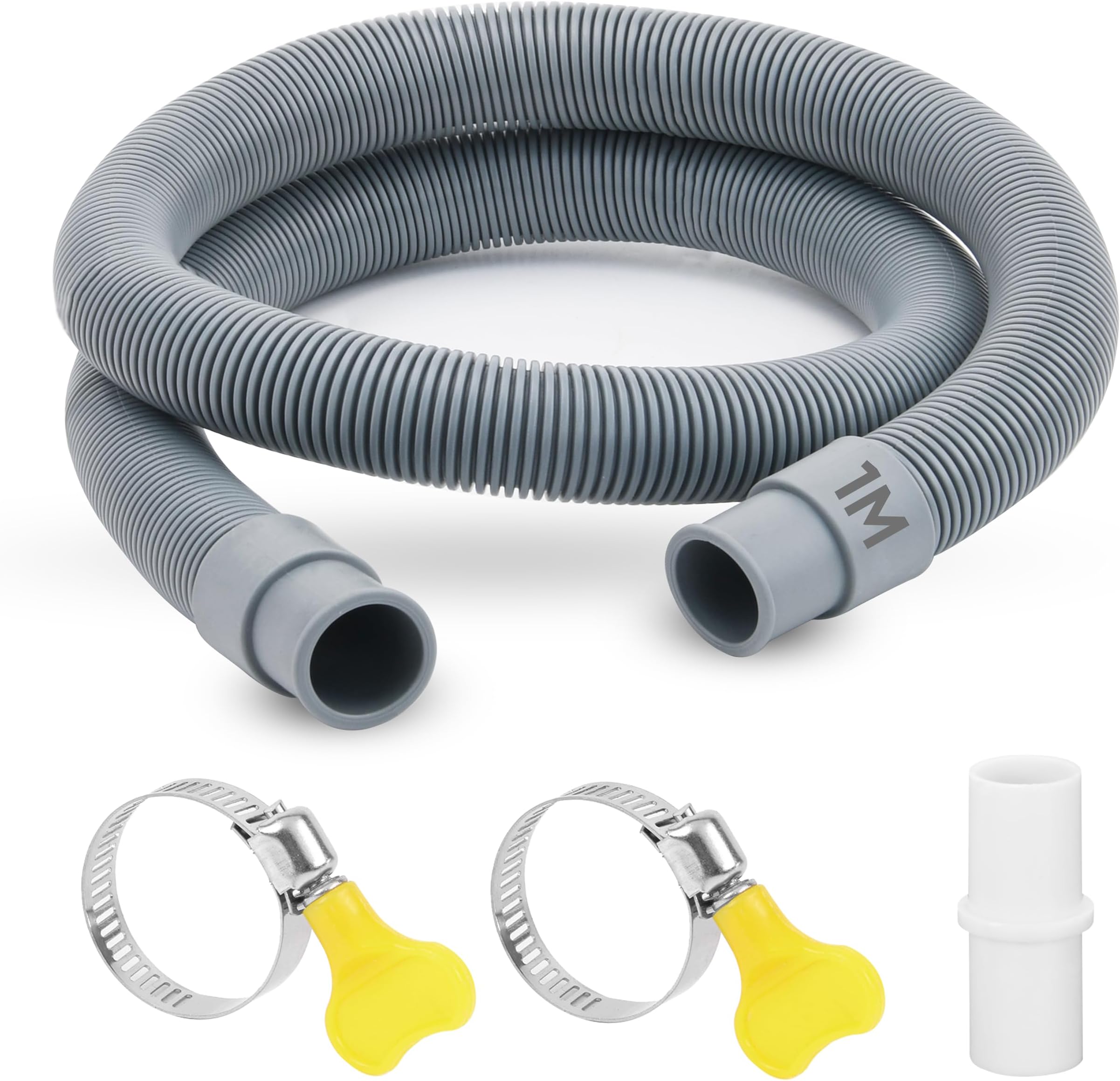 Tubo Di Scarico Estensibile AQH Da 0,8 A 2,7m – Per Lavastoviglie E Lavatrici, Universale Grigio