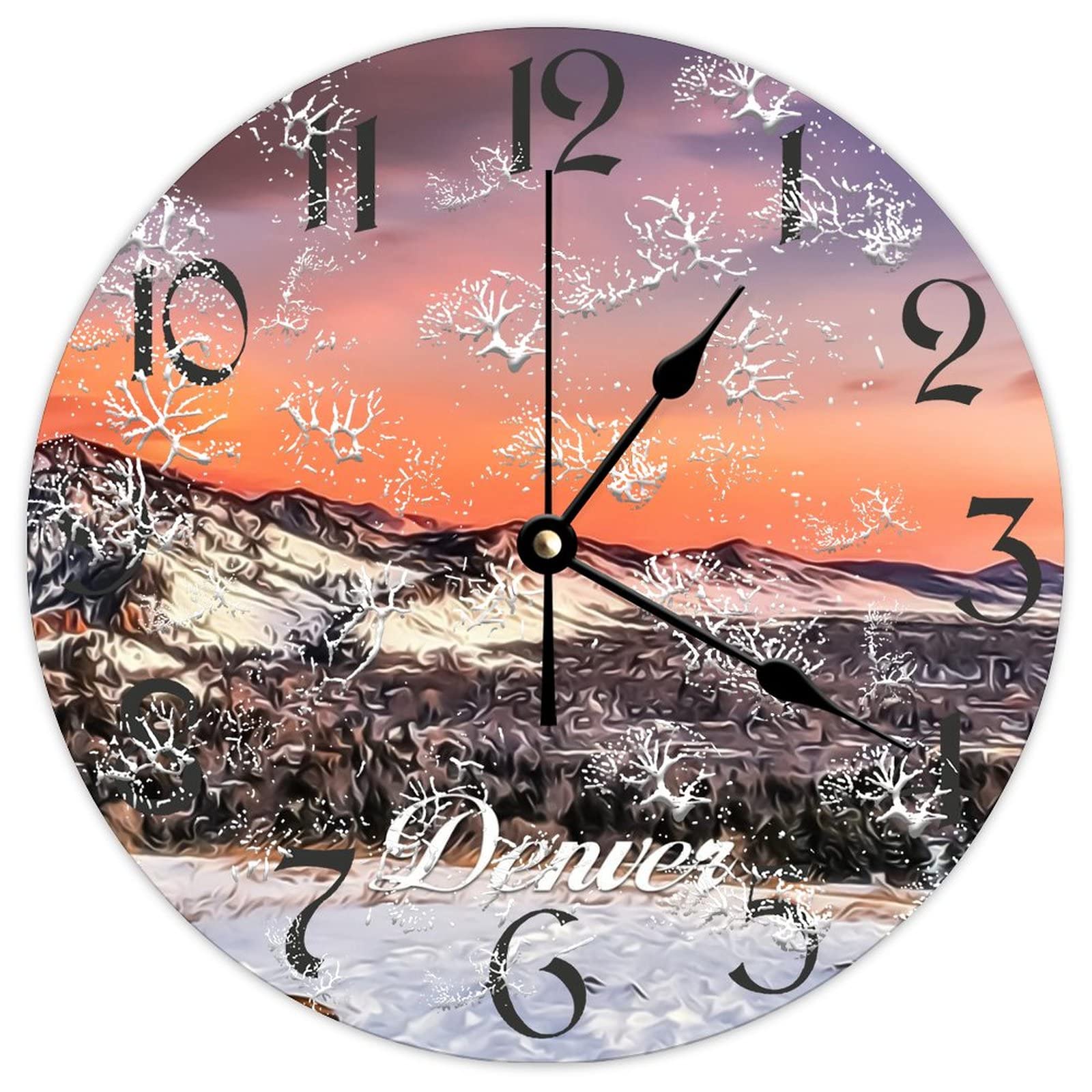 Horloge en bois Denver City déco vintage pour cuisine et salon rétro
